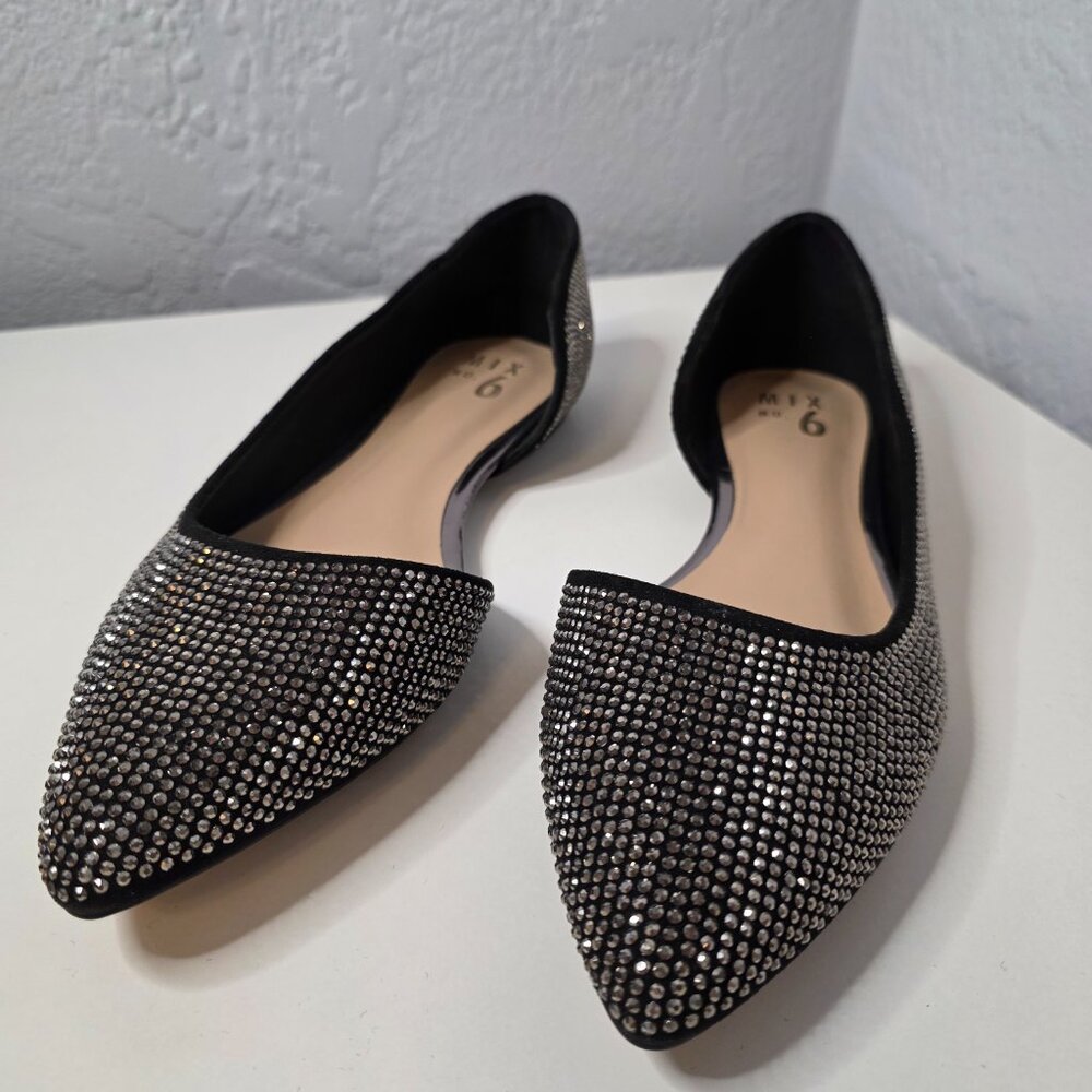 Mix No. 6 Women's Rhinestone Flats Black Size 9 - Picture 2 of 4